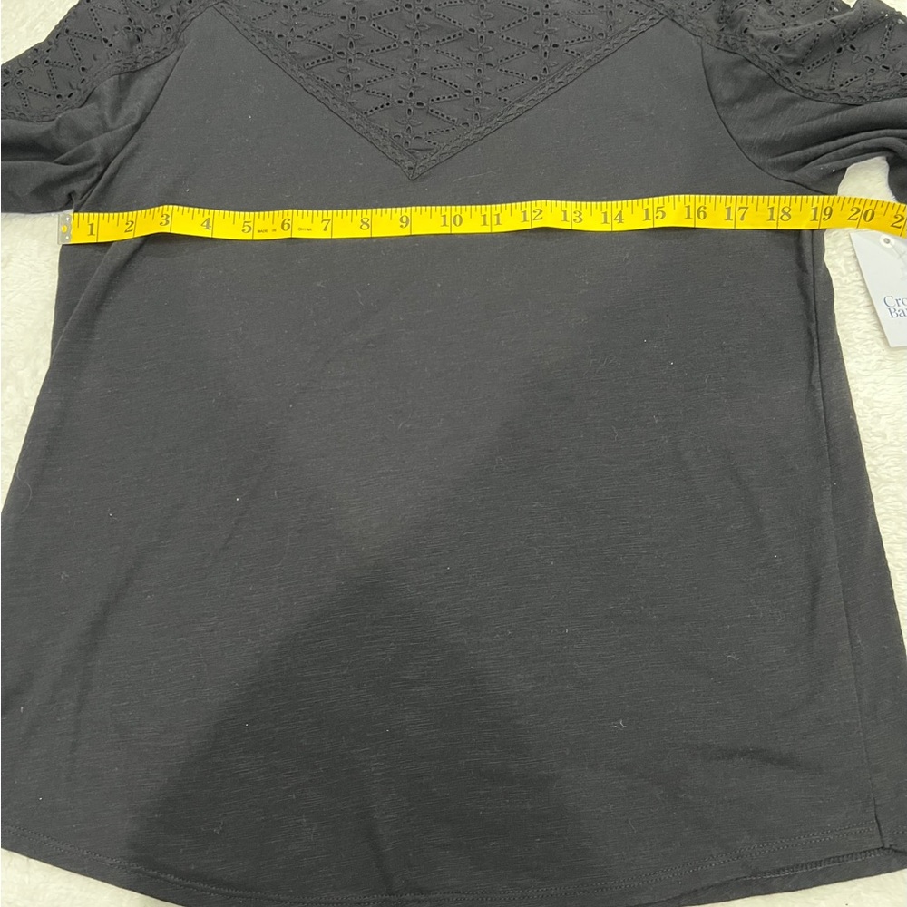 Croft & Barrow Black Embroidered Blouse, Size S, Cotton/Polyester, New - Picture 4 of 7